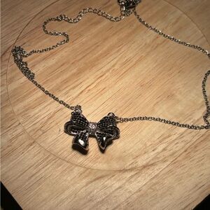 Elegant Silver Moissanite Bow Necklace